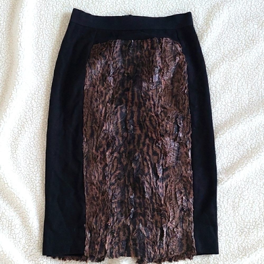 BCBGMAXAZRIA faux fur pencil skirt size xs